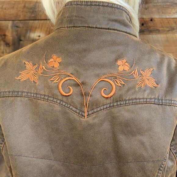 Outback Trading Company Canvas/Quilted Jacket with Floral Back Embroidery - Picture 5 of 15